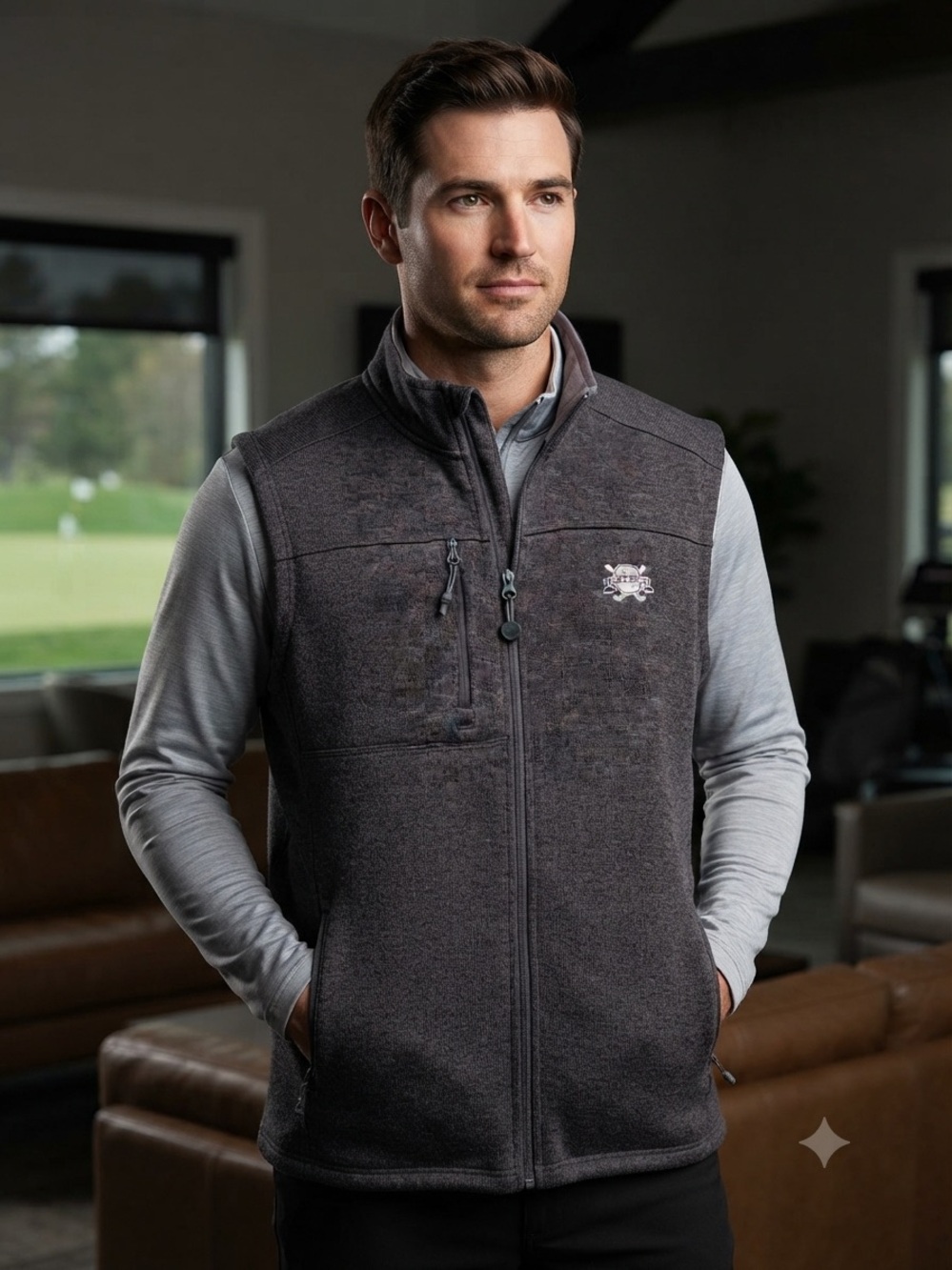 Men's Sun Mountain Headwall Thermal Golf Vest – Size L, Charcoal Grey